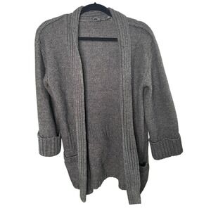 Vince Women Alpaca Wool Blend Open Front Cardigan Sweater Med Grey Knit Cottage